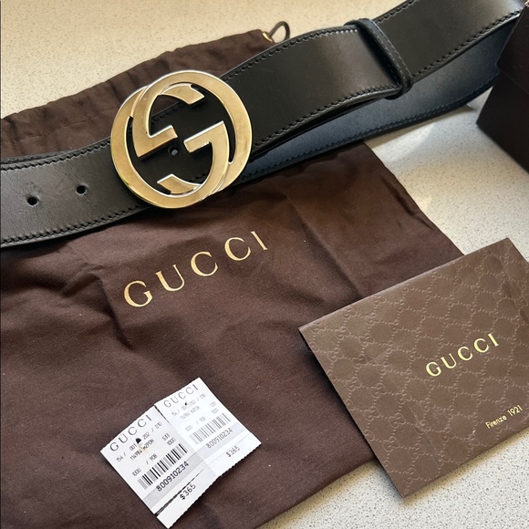 Gucci Accessories - Gucci Black Leather / Silver Belt 🔥
